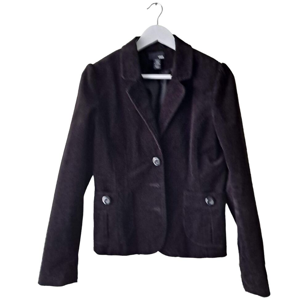 H&M Corduroy Blazer Sport Coat Jacket Career Work Office Black Womens Size 10